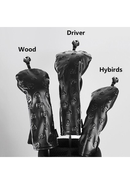 3pcs Kafatası Golf Ahşap Başlık Sürücüleri Kafa Kapağı Sürücü Seyahat Taşıma Bekçisi (Yurt Dışından) modelleri