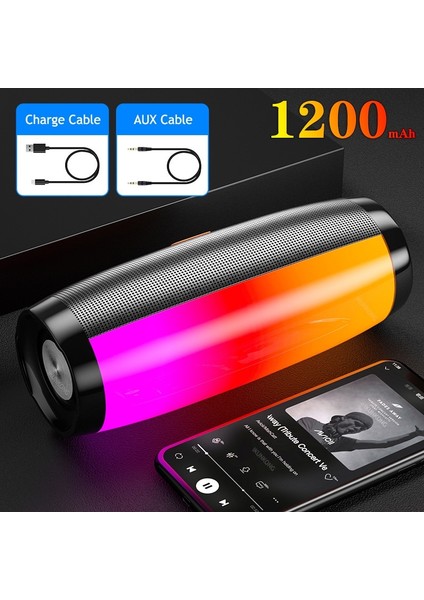 Taşınabilir Hoparlörler Bluetooth Sütunu Kablosuz Bluetooth Hoparlör Güçlü Yüksek Boombox Açık Bass Hıfı Tf Fm Radyo, LED Işıklı (Yurt Dışından)
