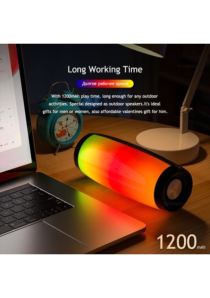 Taşınabilir Hoparlörler Bluetooth Sütunu Kablosuz Bluetooth Hoparlör Güçlü Yüksek Boombox Açık Bass Hıfı Tf Fm Radyo, LED Işıklı (Yurt Dışından)