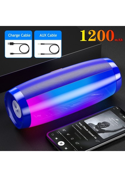 Taşınabilir Hoparlörler Bluetooth Sütunu Kablosuz Bluetooth Hoparlör Güçlü Yüksek Boombox Açık Bass Hıfı Tf Fm Radyo, LED Işıklı (Yurt Dışından)