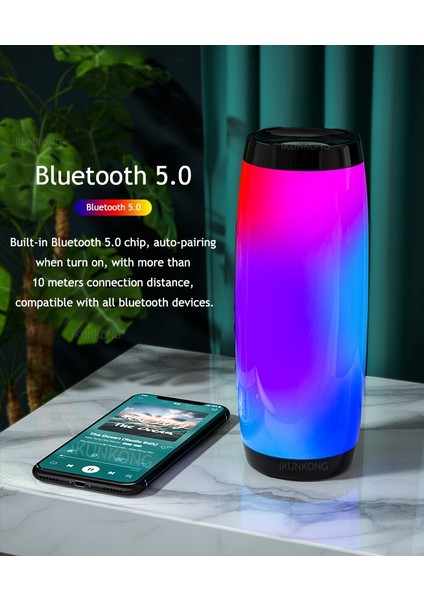 Taşınabilir Hoparlörler Bluetooth Sütunu Kablosuz Bluetooth Hoparlör Güçlü Yüksek Boombox Açık Bass Hıfı Tf Fm Radyo, LED Işıklı (Yurt Dışından)