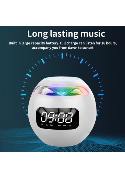 Bluetooth Uyumlu 5.0 LED Dijital Çalar Saat ile Hoparlör Müzik Çalar Kablosuz (Yurt Dışından)