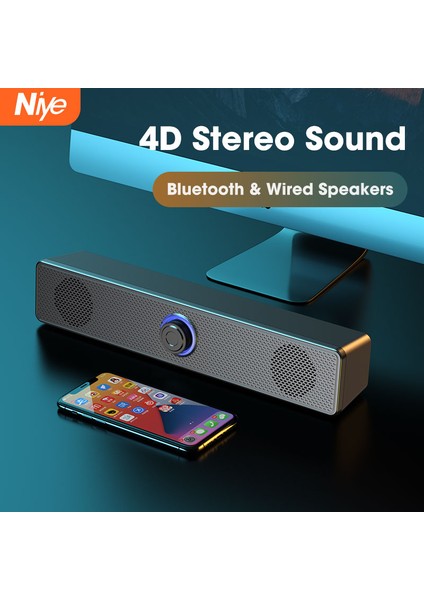 4d Surround Soundbar Bluetooth 5.0 Bilgisayar Hoparlörleri Dizüstü Pc Için (Yurt Dışından)