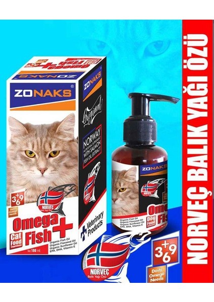 Norveç Balık Yağı Kediler Için Omega Fish 100 ml
