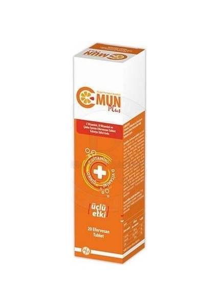 Plus C Vitamin D Vitamini ve Çinko İçeren 20 Efervesan Tablet