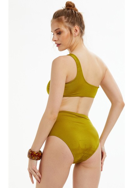 Yağ Yeşili Tokalı Tek Omuz Bikini Takımı fiyatları