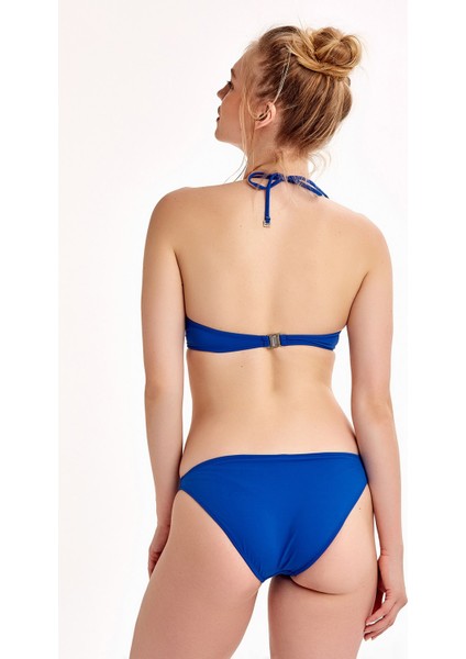 Mavi Dolgulu Straplez Bikini Takımı