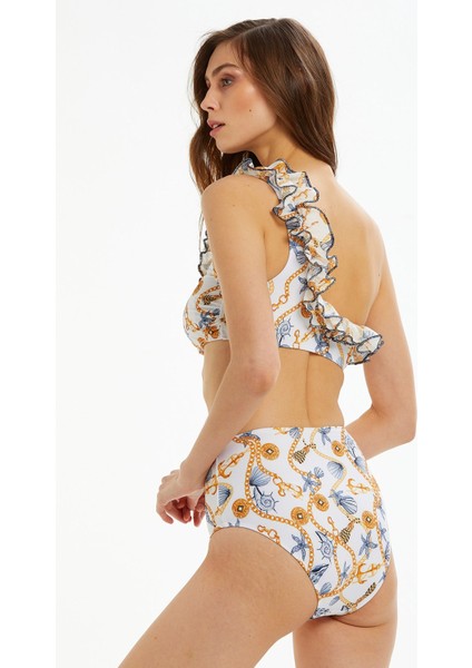 Deniz Kabuğu Desenli Tek Omuz Bikini Takımı fiyatları