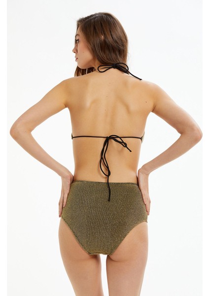 Gold Simli Yüksek Bel Bikini Takımı