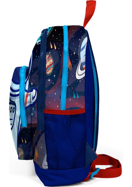 Kids Dört Bölmeli Okul Sırt Çantası Saks Mavi Astronot Desenli 23724 modelleri
