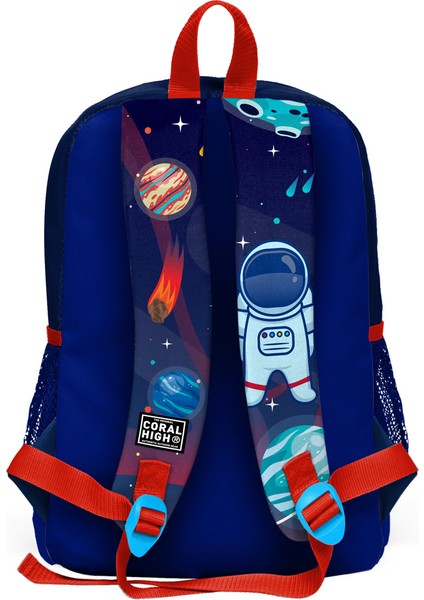 Kids Dört Bölmeli Okul Sırt Çantası Saks Mavi Astronot Desenli 23724 fırsatları