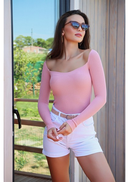 U Yaka Uzun Kollu Kazak Pudra fiyatları