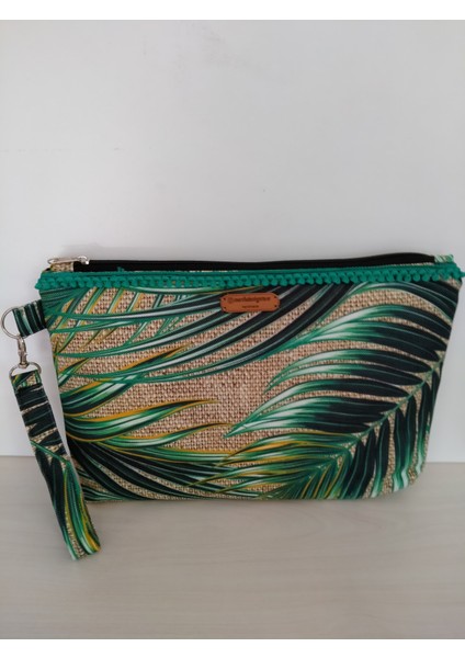 Palmiye Yaprkdesenli Clutch Çanta