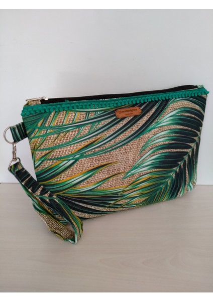 Palmiye Yaprkdesenli Clutch Çanta