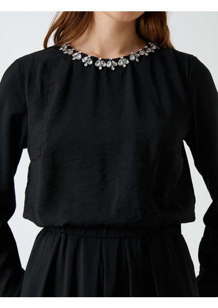 Bol Paça Abiye Tulum Yakası Taş Detaylı indirimleri