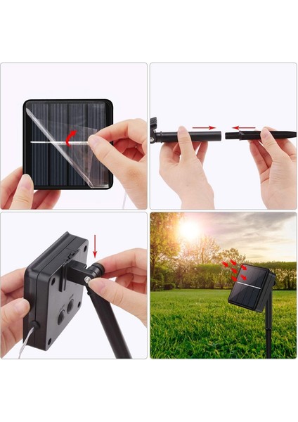 Solar 200 Ledli 22 Metre Bahçe Aydınlatma Dekorasyon Güneş Enerjili LED Sarı Işık