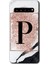 Samsung Galaxy S10 Plus Kılıf Hd Desen Baskılı Arka Kapak - Pembe Mermer Desenli P Harfi 1