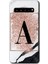 Samsung Galaxy S10 Plus Kılıf Hd Desen Baskılı Arka Kapak - Pembe Mermer Desenli A Harfi 1