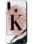Samsung Galaxy A20S Kılıf Hd Desen Baskılı Arka Kapak - Pembe Mermer Desenli K Harfi 1