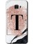 Samsung Galaxy C7 Kılıf Hd Desen Baskılı Arka Kapak - Pembe Mermer Desenli T Harfi 1