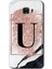 Samsung Galaxy C7 Kılıf Hd Desen Baskılı Arka Kapak - Pembe Mermer Desenli U Harfi 1