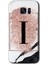 Samsung Galaxy S7 Edge Kılıf Hd Desen Baskılı Arka Kapak - Pembe Mermer Desenli I Harfi 1