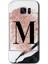 Samsung Galaxy S7 Edge Kılıf Hd Desen Baskılı Arka Kapak - Pembe Mermer Desenli M Harfi 1
