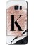 Samsung Galaxy S7 Edge Kılıf Hd Desen Baskılı Arka Kapak - Pembe Mermer Desenli K Harfi 1