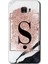 Samsung Galaxy C7 Kılıf Hd Desen Baskılı Arka Kapak - Pembe Mermer Desenli Ş Harfi 1