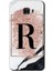 Samsung Galaxy C7 Kılıf Hd Desen Baskılı Arka Kapak - Pembe Mermer Desenli R Harfi 1