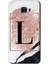 Samsung Galaxy C7 Pro Kılıf Hd Desen Baskılı Arka Kapak - Pembe Mermer Desenli L Harfi 1