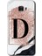 Samsung Galaxy C7 Kılıf Hd Desen Baskılı Arka Kapak - Pembe Mermer Desenli D Harfi 1