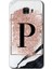Samsung Galaxy C7 Kılıf Hd Desen Baskılı Arka Kapak - Pembe Mermer Desenli P Harfi 1