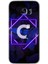 Samsung Galaxy S7 Edge Kılıf Hd Desen Baskılı Arka Kapak - Dark Neon Yaprak C Harfi 1