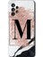 Samsung Galaxy A32 4g Kılıf Hd Desen Baskılı Arka Kapak - Pembe Mermer Desenli M Harfi 1