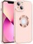 Case World Apple iPhone 13  Kapak Mercek Korumalı Logo Gösteren Tasarım Silikon Kılıf - Rose Gold 1