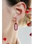 925 Ayar Gümüş Pembe Taşlı Monaco Stili Link Küpe - K096801 2