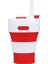 350ML Katlanır Taşınabilir Silikon Kabı (Beyaz Kırmızı) 1