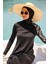 Marina Kadın Siyah Desen Detaylı Tasarım Tesettür Mayo M2225