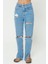 Diana Açık Mavi Yüksek Bel Paçası Yırtmaçlı Yıpratmalı Düğmeli Dad Straight Fit Jean Pantolon C 4517-060 2