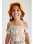 Kız Çocuk Regular Fit Desenli Askılı Pamuklu Penye Yazlık Kısa Tulum T2582A622SM 4