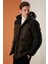 Slim Fit Çıkarılabilir Suni Tüylü Kapüşonlu Şişme Mont Erkek Mont 5760076 1