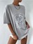 Kadın Çizgili Figür Oversize T-Shirt 1