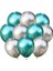 Gümüş Yeşil Krom Aynalı Balon Helyum Uyumlu 5'li 1