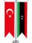 Masa Üstü Kırlangıç Libya Bayrağı Türk Bayrağı + Krom T Direk Masa Bayrak Seti 1