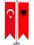 Masa Üstü Kırlangıç Arnavutluk Bayrağı Türk Bayrağı + Krom T Direk Masa Bayrak Seti 1