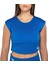 Kadın Spor Fit Rahat Tişört Esnek Crop Top - Eternity Mavi 1