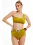 Yağ Yeşili Tokalı Tek Omuz Bikini Takımı 1