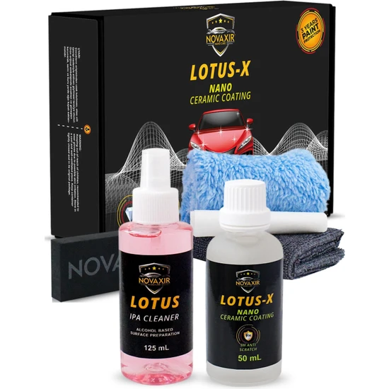 Novaxir LOTUS-X 9H NANO SERAMİK KAPLAMA SETİ (50 mL), IPA CLEANER, 2-YIL BOYA KORUMA+PARLAKLIK