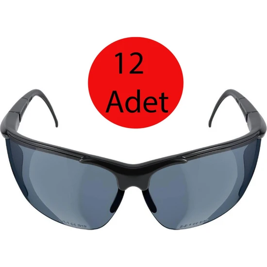 Nzb  S600 Iş Güvenlik Gözlüğü Koruyucu Silikonlu Gözlük Füme -12 Adet